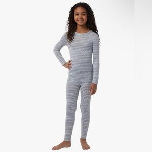 32 Degrees Kids Baselayer Long Sleeve Crew Neck Pant Set Grey Mountain